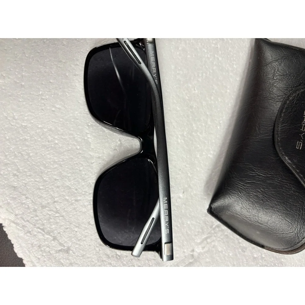 MERRY'S S8286 Polarized Sunglasses Black Square Frame Design In Italy
